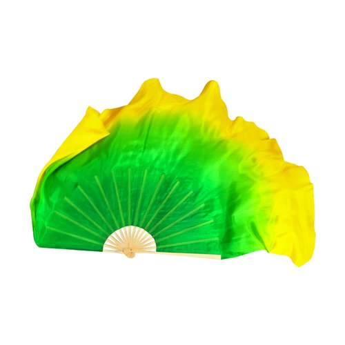 Истинный фанат Silk Dance Yellow -Green Gradient Marine Yangge Fan Big Fan Fan Fan Fan Fan Classical Dance Dance Dance Dance Green Fan