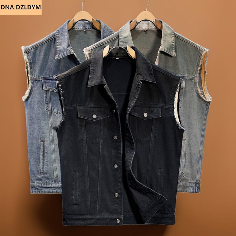 Black Denim Vest Autumn and Winter Sleeveless Loose Biker Vest American Retro Casual Outdoor Large Size Top Vest Black Denim Vest Autumn and Winter Sleeveless Loose Biker Vest American Retro Casual Outdoor Large Size Top Vest