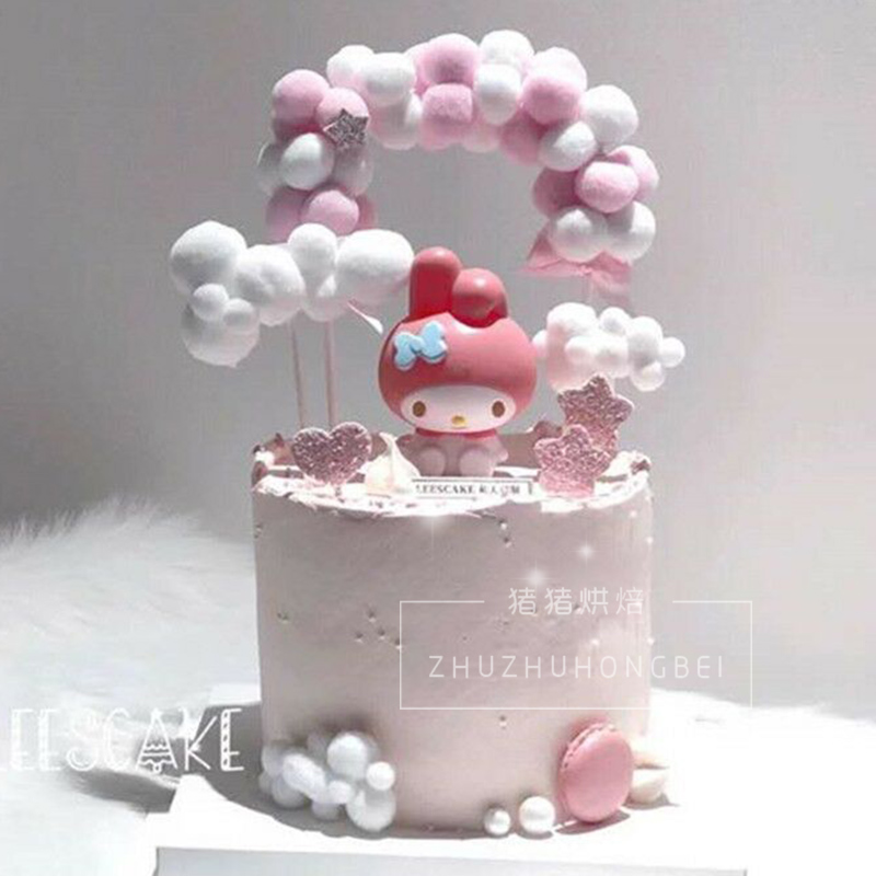 Birthday cake decoration small shopping cart Melody kt cat decoration garland arch cat Hello Kitty baking plug-in