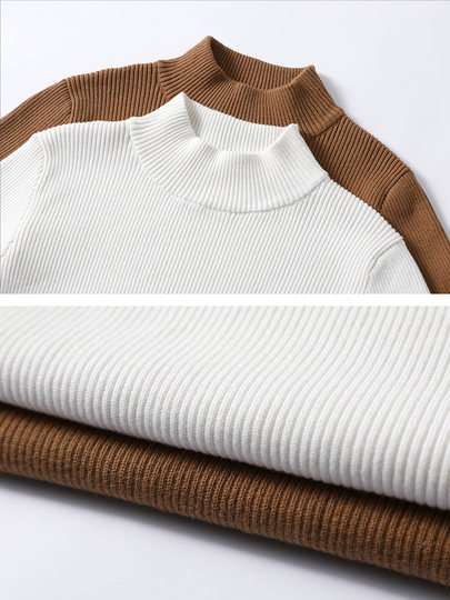100% pure cotton, static-free and non-pilling, 2025 autumn and winter knitted bottoming shirt, half turtleneck, long-sleeved, slim sweater for women