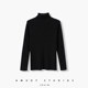 100% cotton turtleneck knitted bottoming shirt for women spring and autumn slim black pure cotton sweater