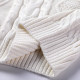 Thickened heavyweight 100% thick knitted twist round neck white sweater for women loose pullover cotton sweater for outer wear in winter
