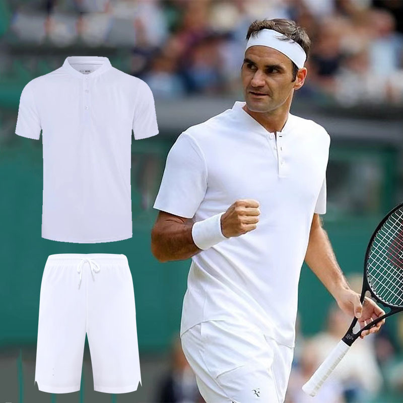 New Federer Professional Tennis Clothing Men's Summer Suit Sports Short-Sleeved Breathable Shorts Quick-Drying Ice Silk Polo Shirt