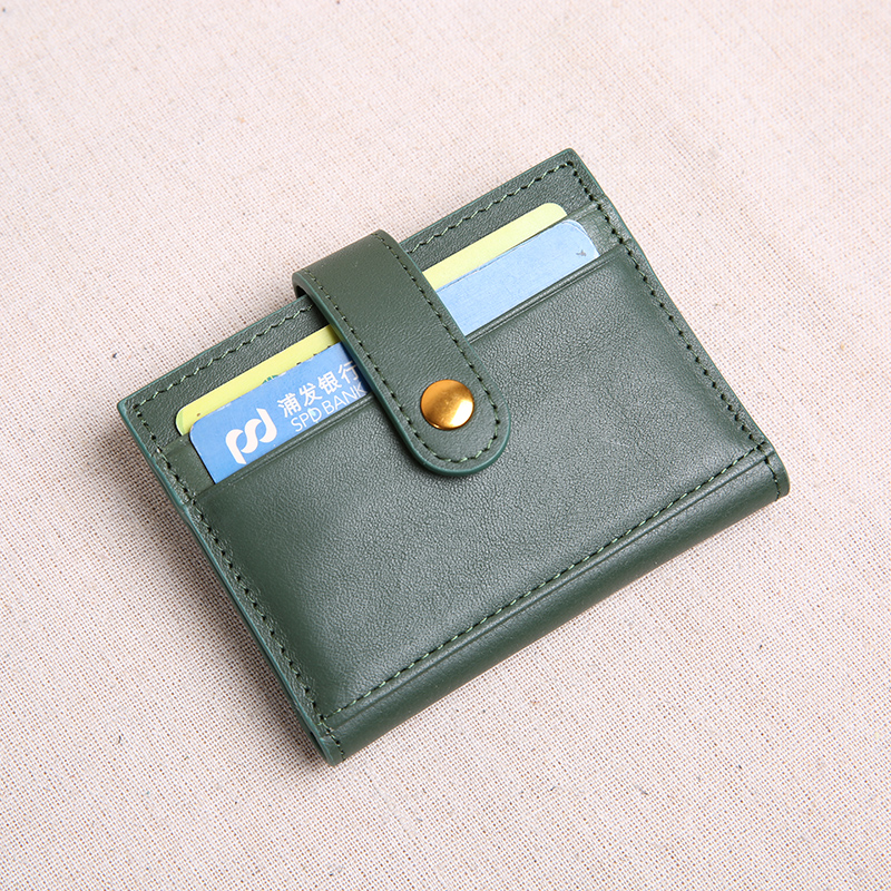 Thin real pickup bag small head layer cowhide large capacity multi-card clip simple mini women's small card bag