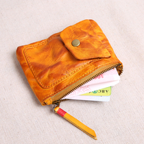 Handmade leather retro mini small wallet female coin purse first layer cowhide simple ultra-thin coin purse coin bag