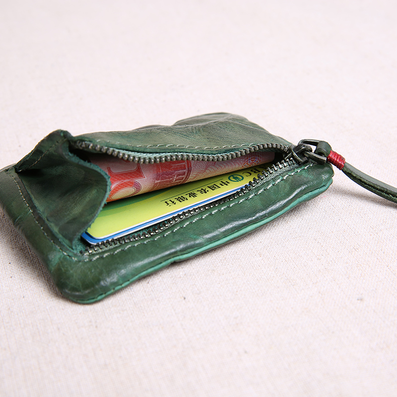 Original Pure Handmade Genuine Leather Mini Wallet Woman Zero Money Baotou Layer Cow Leather Retro Art Coin Bag Zero Money Bag