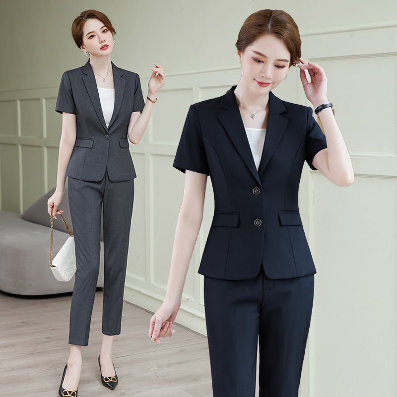 Professional Blazer for Women, Short-Sleeved Summer Workwear Suit, Black Women's Suit, Hotel Front Desk Workwear, Thin Style Professional Blazer for Women, Short-Sleeved Summer Workwear Suit, Black Women's Suit, Hotel Front Desk Workwear, Thin Style