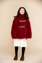 Small big planet winter foreign girl warm leather hair one Christmas grained wool coat