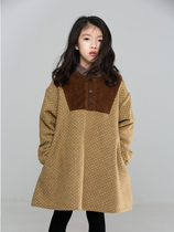 Little big planet childrens clothing 2021 winter new girls Korean version of wool foreign style fashionable stitching dress