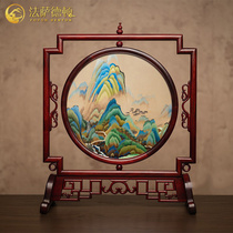 Suzhou Embroidery Thousand Miles of Rivers and Mountains Ornament Hand Embroidery Double-sided Embroidery 30CM Large Setting Table Creative Gift for Foreign Friends