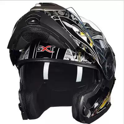 Helmet male locomotive personality cool winter warm full cover with Bluetooth four seasons full helmet anti fog locomotive unveiling helmet