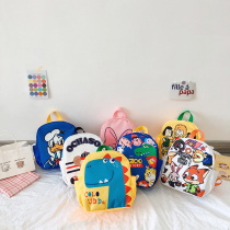 Bag Kindergarten for male and female children Backpack Cute Duck Cartoon 2 Year Old 3 Preschoolers Baby Children Double Shoulder Bag Mesh Red