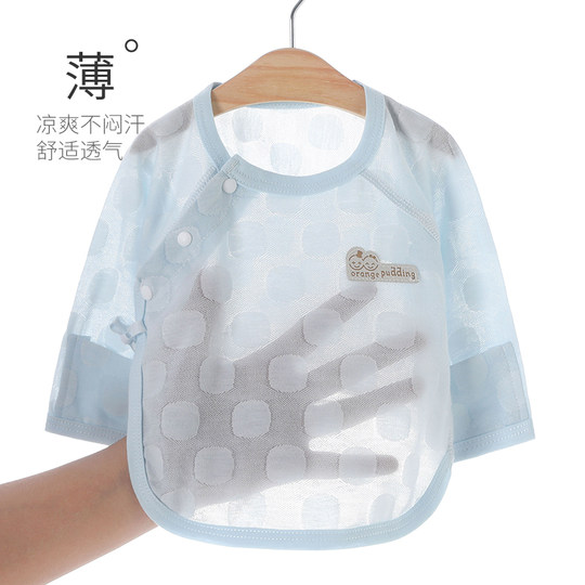 新生婴儿半背衣初生儿夏季长袖薄款上衣服0-3月宝宝和尚服a类无骨