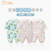 Newborn Baby Clothes Autumn Winter Pure Cotton One-piece Clothes First Birth Baby Clip Cotton Warm Out of the clothes