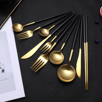 Steak knife fork and spoon three-piece Portuguese Western tableware 304 stainless steel dessert main dining knife fork and spoon Coffee spoon