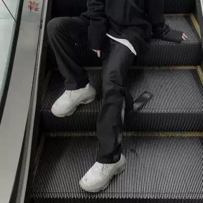 NOPLANS sound corrugated ribbon polymorphic suit pants button multi-wearing method No plan loose straight overalls