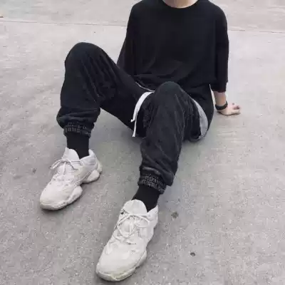 97BONES Loose Leisure Wash Hip Hop Wrap Scales Kanye Shen Pants Kanye Shen Pants