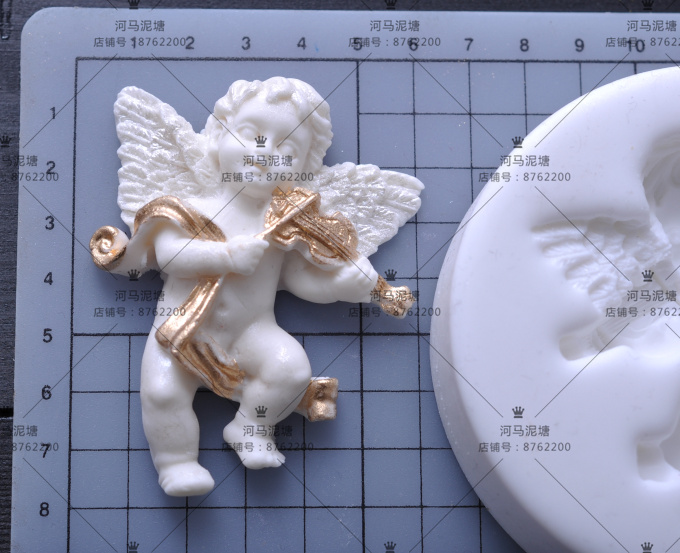 Hippo gia đình fondant sô cô la thiên thần silicone khuôn thiên thần kích thước lớn thạch cao khuôn thơm - Tự làm khuôn nướng khuôn silicon