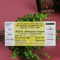 Traditional Hong Kong Macao and Taiwan Wedding Ferry Ticket Invitation Hot Stamping Design Cruise Invitation Customized English Wedding Invitation Ticket Wedding Invitation