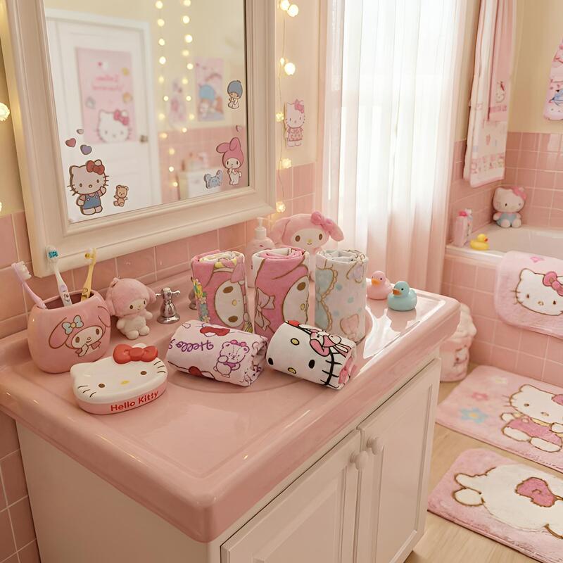 Sanrio Towel Pure Cotton Absorbent My Melody Hello Kitty Cartoon Face Wash Student Dormitory Girly Style