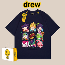 drew smiley face seven dragon beads street short sleeve T-shirt male loose women ins Chauder summer casual couple half sleeve big code