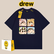 drew smiley face crayon small pen street short sleeve T-shirt male loose women ins surge summer casual sports lovers half sleeves