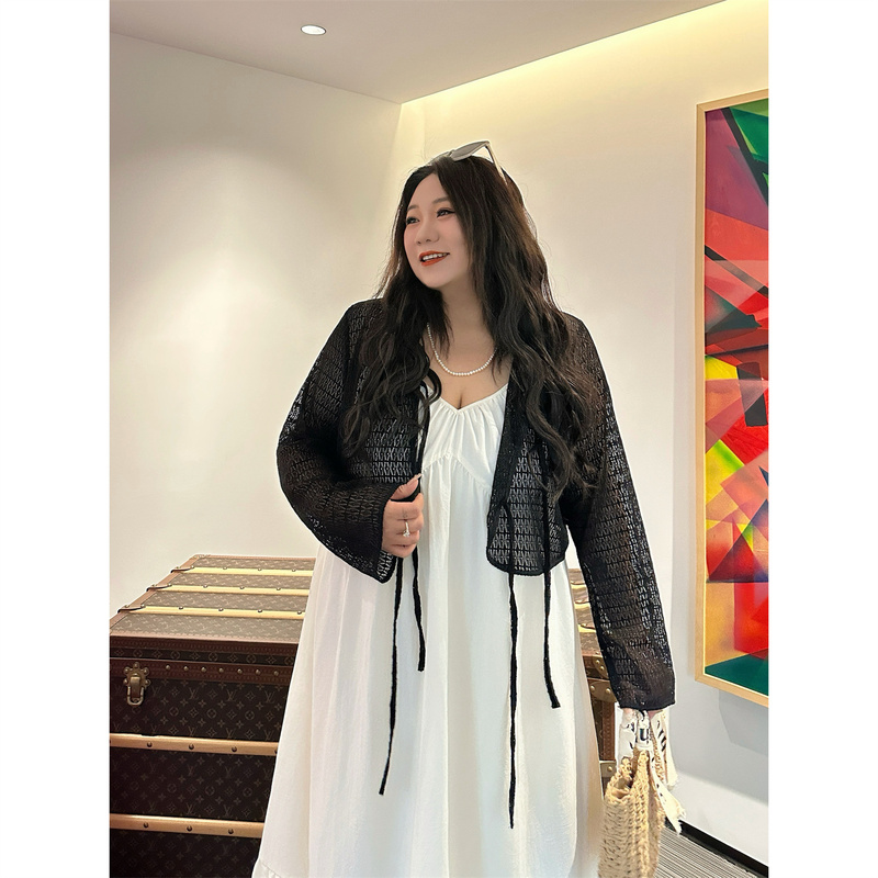Plus-Size Women's Summer Short Shawl Tie-Up Cardigan, Loose Thin Sun-Protective Versatile Top 14336H Plus-Size Women's Summer Short Shawl Tie-Up Cardigan, Loose Thin Sun-Protective Versatile Top 14336H