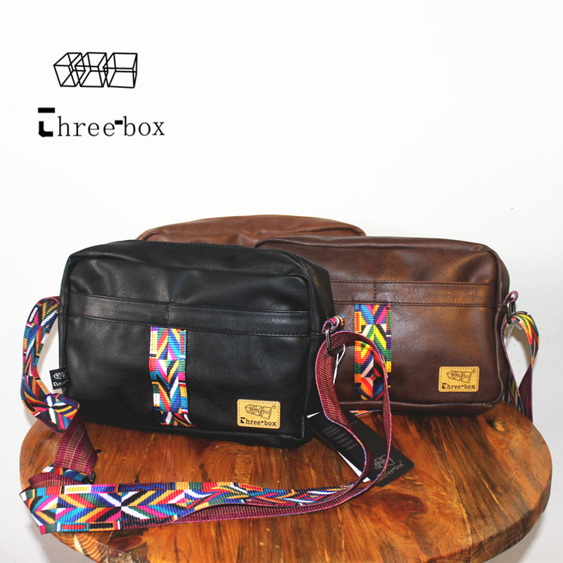 threebox tide sign men's color with single shoulder bag Leisure Japan-ROK men's bag diagonal satchel men and women mobile phone square bag tide