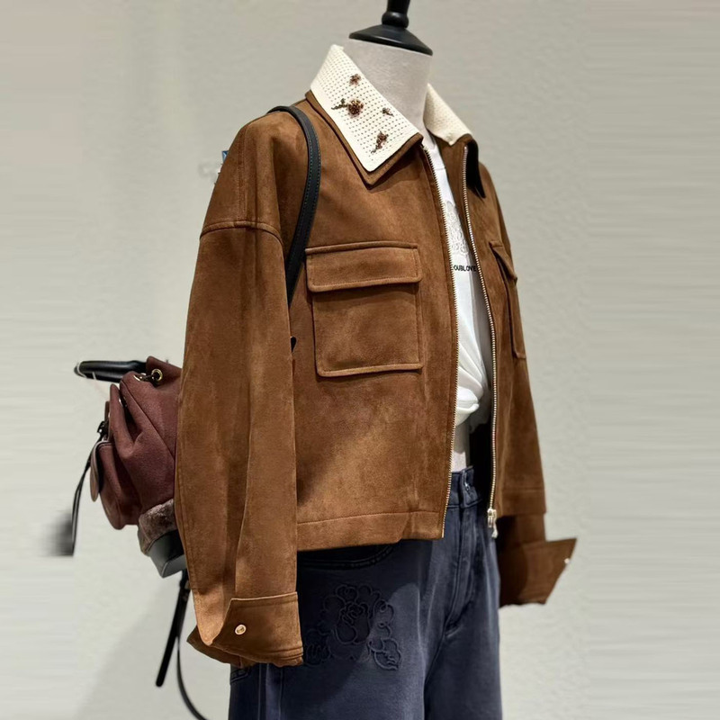 In Stock, Beiai Ba Xiong Genuine 25 New Sweet Cool Barn Retro Faux Suede Jacket Skirt 3501 212Ak