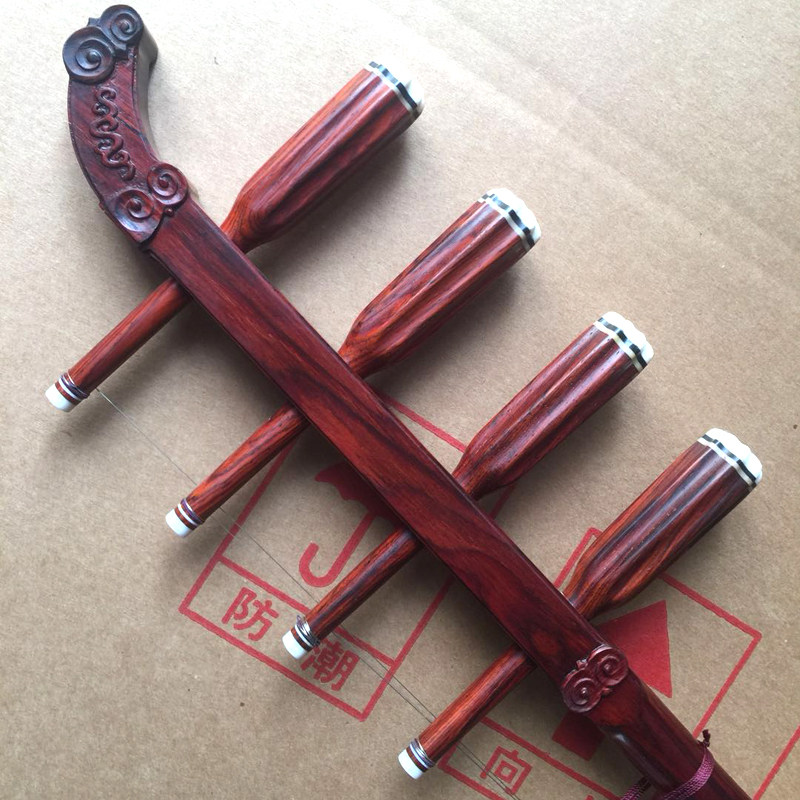 Four Hu Music Instrument Micro - lumbed sandalwood carved bucket shadow play duo Mongolian high school bass four - beard