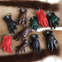 Crocodile claw handmade diy leather real claw keychain pendant creative leather key