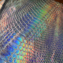 Laser Silver Python Leather Leather Leather Leather Material Special Snake Leather DIY Handmade Watch Strap Phone Shell Wallet Long Clip Side Corner Material