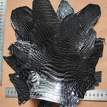 H family American crocodile glossy black chin leather bamboo DIY watch strap mobile phone case card holder key bag leather