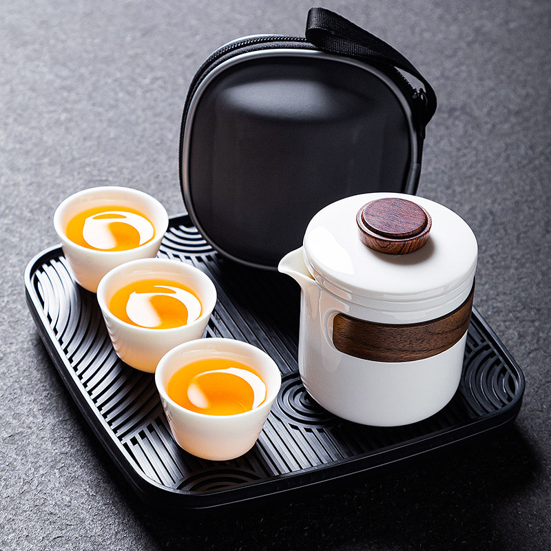 Travel tea set white porcelain hand kettle quick cup