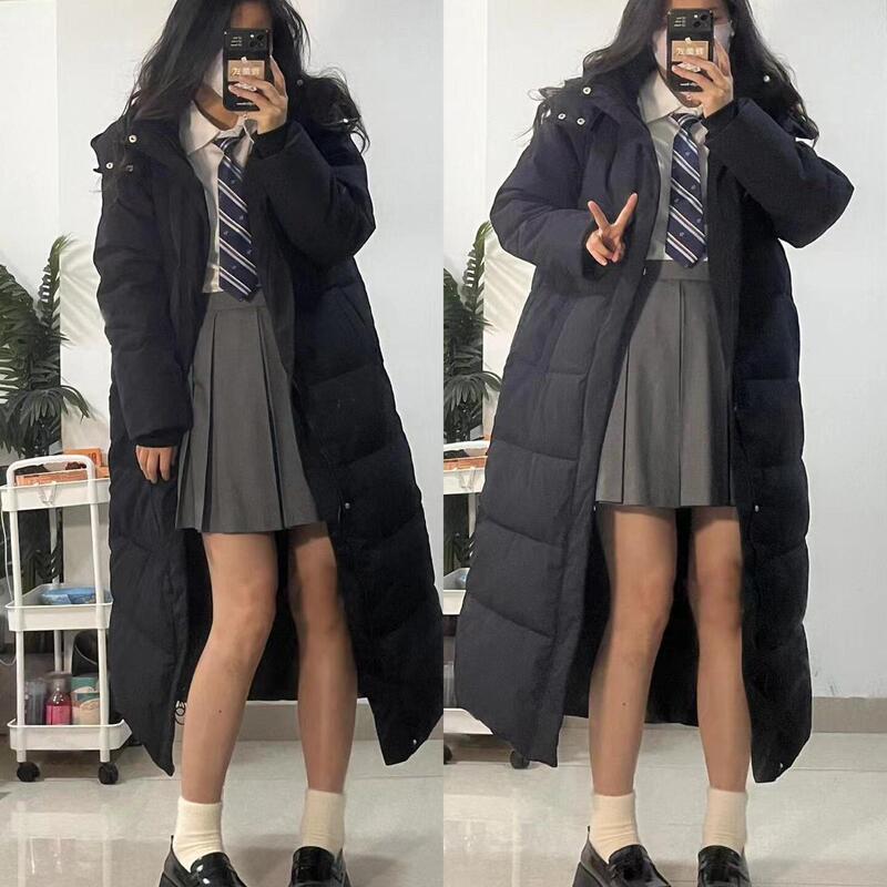 170 down Cotton Jacket for Women, New Autumn and Winter Style, Extra Long and Thick, Large Size, Loose Fit, College Style, Northeast Cotton Coat