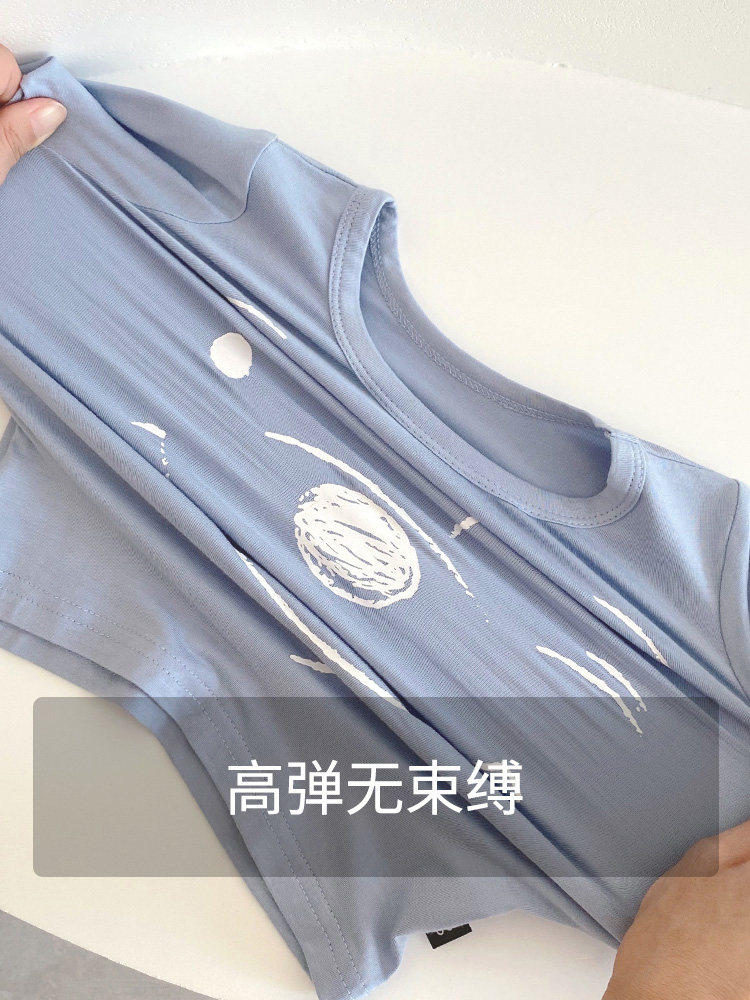 CHILDRENS PAJAMAS MODAL SPRING AND AUTUMN STYLES THIN LONG SLEEVES HIGH WAIST BELLY SUITS BOYS GIRLS BABY LOUNGEWEAR MEN