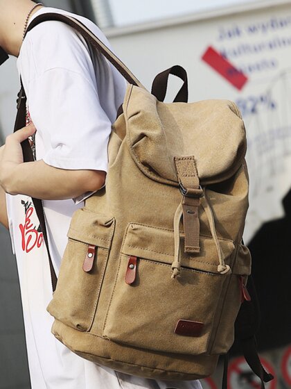 Retro Backpack Outdoor Workwear Computer Men's Canvas Backpack Men's College Student Bag Women's Travel Bag Large Capacity
