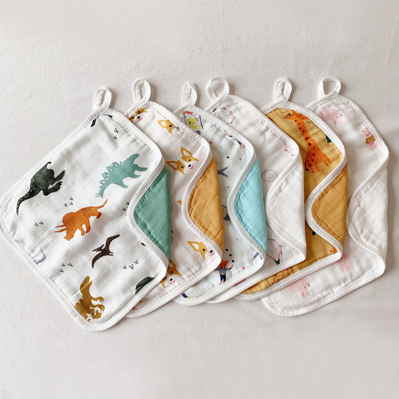 Newborn Suckling Small Square Towel Bamboo Cotton Six Layers Gauze Baby Wash Face Bath Towel Handkerchief Pababy Small Towel Multipurpose