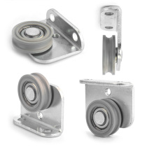 Groove suspension axle bearing pulley with L-type bracket wooden door 5mm coarse wire rope wheel-wire wheel nylon wrapping plastic pulley