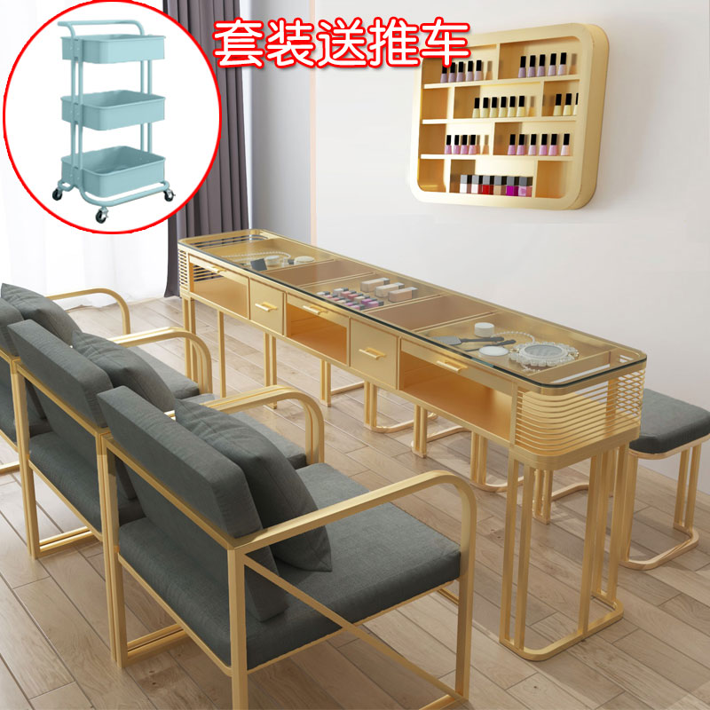 New Nordic marble nail table Single double triple double nail table and chair set Nail table net red