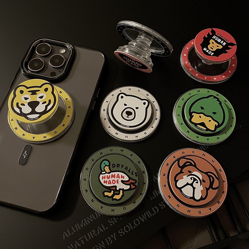 Trendy Brand Humanmade Niche Personalized Magsafe Magnetic Airbag Phone Holder Transparent Foldable Telescopic Stand