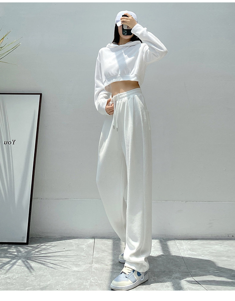 白色运动裤女韩国2022年春夏新款宽松高腰垂感休闲卫裤直筒阔腿裤详情14