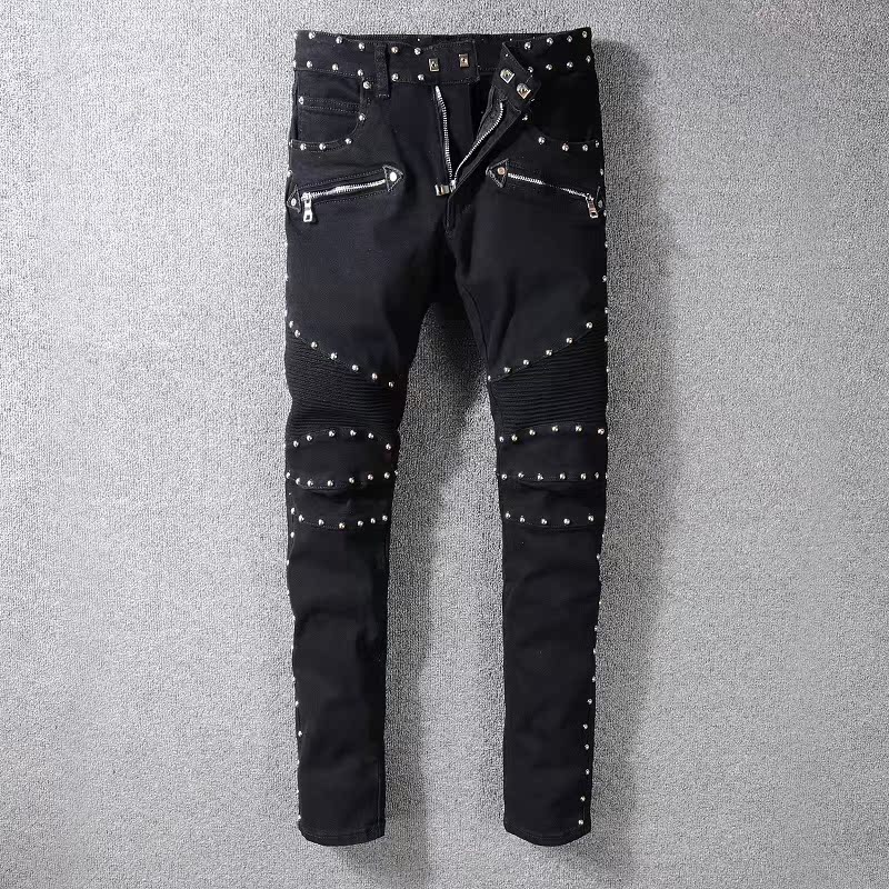 mens black studded jeans