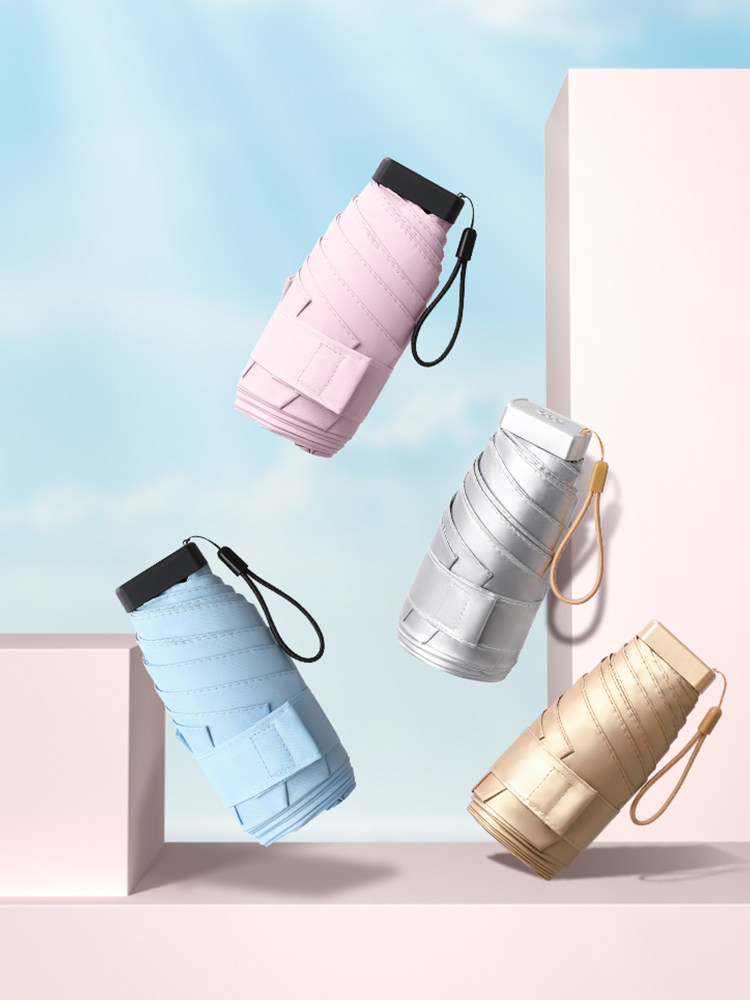 Japan CK sunshade female portable barometer for sun protection against UV six-fold mini-pocket sunshade