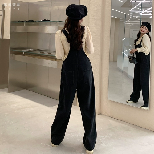 Весенние джинсовые черные штаны для беременных для отдыха, по фигуре, свободный прямой крой