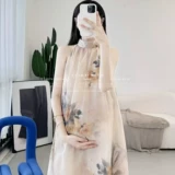 Летняя одежда для беременных, длинное платье, китайский стиль, средней длины, в западном стиле, изысканный стиль