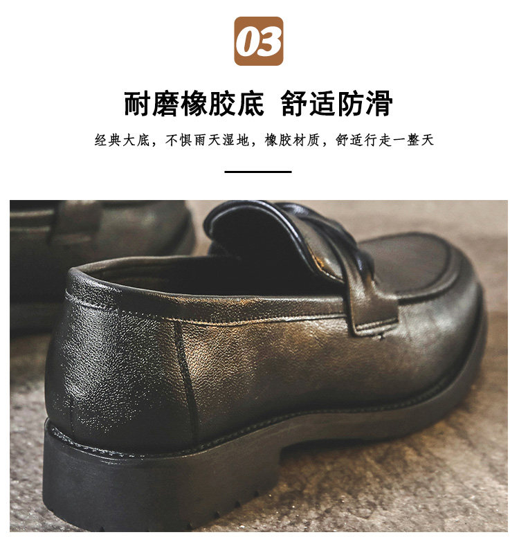 Giày lười nam da kiểu Anh công sở thoáng khí, mũi tròn, đế bằng — Màu nâu, màu đen chi tiết 11