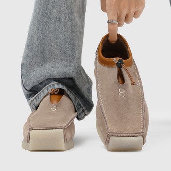 Lazy one-on-one square toe loafers casual leather shoes