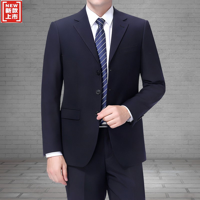 Suit Jacket Business Black Formal Wear Work Attire Men's Young and Middle-Aged Navy Blue Small Suit Set Autumn