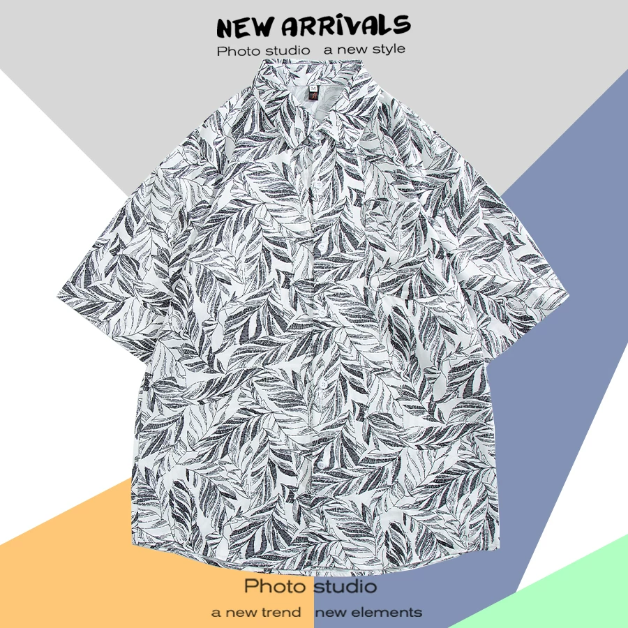 Shirt, retro jacket, with short sleeve, floral print, loose fit, Thailand